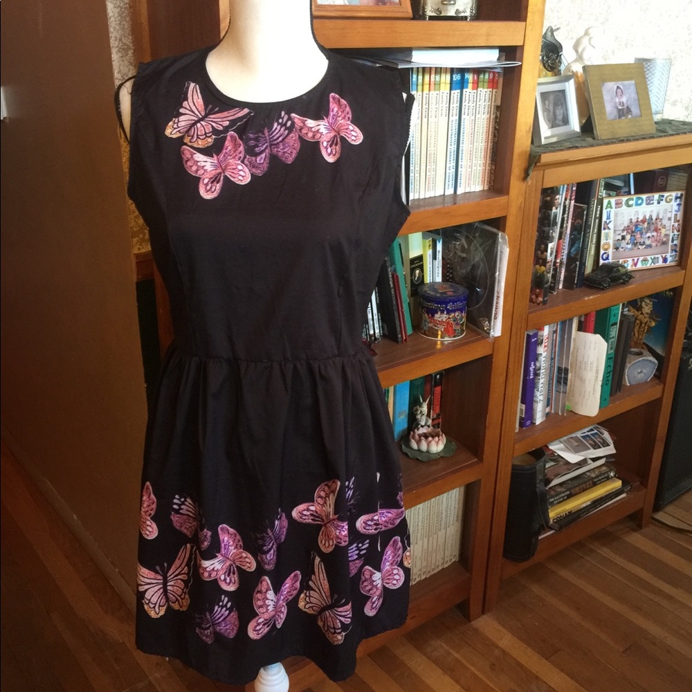 Black and pink butterfly dress